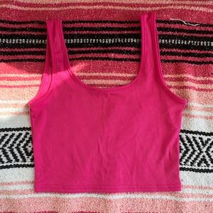 Hot Pink Ribbed Crop Tank Top Small